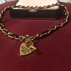 Leather and chain together bracelet